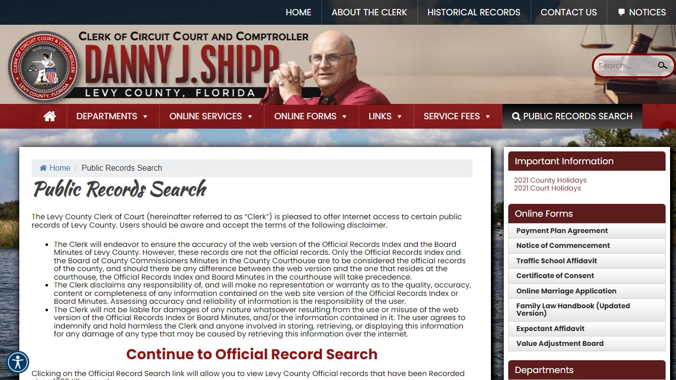 Public Records Search – Levy County Clerk of Courts & Comptroller